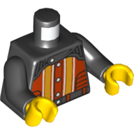 Lego Torso Racing Jacket, Red with Orange Stripes Print (Crazy Demon), Black Arms, Yellow Hands / Black