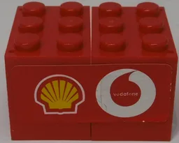 Stickered Assembly 4 x 3 x 2 with Shell and Vodafone Logos Pattern Model Left Side (Sticker) - Set 8654