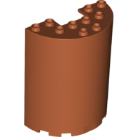 Lego Cylinder Half 3 x 6 x 6 with 1 x 2 Cutout / Dark Orange