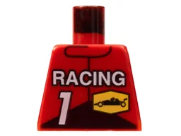 Torso Race Driver with White 'RACING', Number 1, and Black Race Car on Yellow Hexagon Pattern