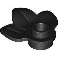 Lego Plant, Plate 1 x 1 Round with 3 Leaves / Black