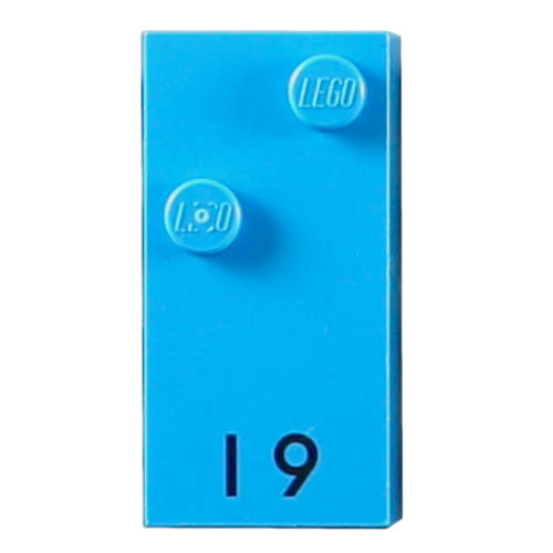 Lego Braille Brick 2 x 4 with 2 Studs ⠊ and 'I 9' Print / Dark Azure
