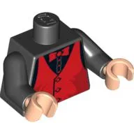 Torso, Red Vest and Bow Tie Print, Black Arms, Light Nougat Hands / Black