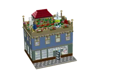 Modular shop with garden on the roof