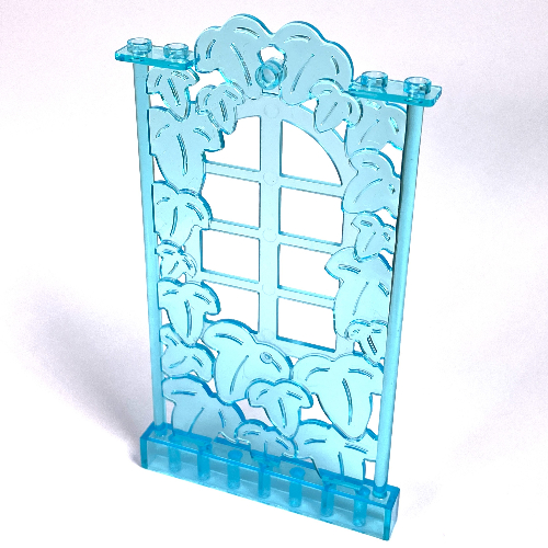 Lego Belville, Wall, 1 x 8 x 12 with Ivy and Window / Trans-Light Blue