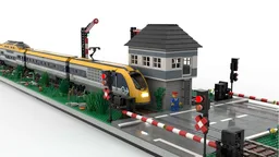 Motorized train level crossing