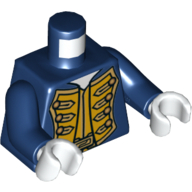 Lego Torso Pirate Bluecoat Governor Print, Dark Blue Arms, White Hands / Dark Blue