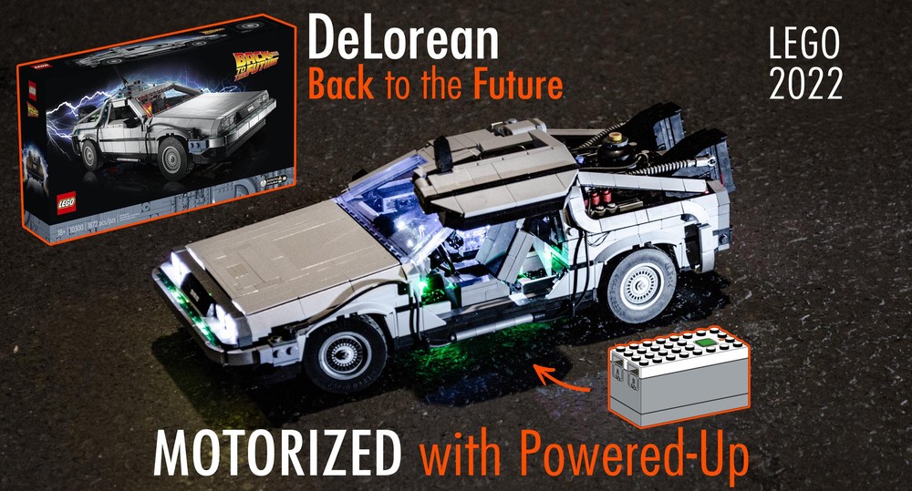 Lego DeLorean RC Mod - Motorization for 10300 Back to the Future Time Machine - remote controlled with Powered Up Hub