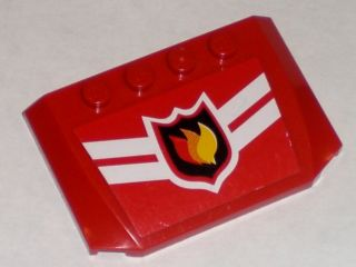 Lego Wedge 4 x 6 x 2/3 Triple Curved with Fire Logo Badge and 2 White Chevrons Pattern (Sticker) - Sets 7208 / 7945