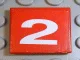 Tile 2 x 2 with Number  2 White on Red Background Pattern (Sticker) - Set 8280