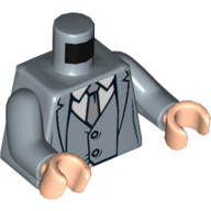 Lego Torso Suit with Vest, Gray Tie Print, Sand Blue Arms, Light Nougat Hands / Sand Blue