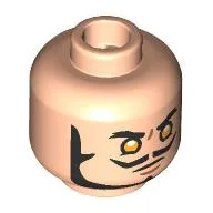 Minifig Head Dracule Mihawk, Thick Back Eyebrows, Beard, Moustache, Yellow Eyes / Light Nougat