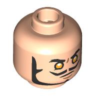 Lego Minifig Head Dracule Mihawk, Thick Back Eyebrows, Beard, Moustache, Yellow Eyes / Light Nougat