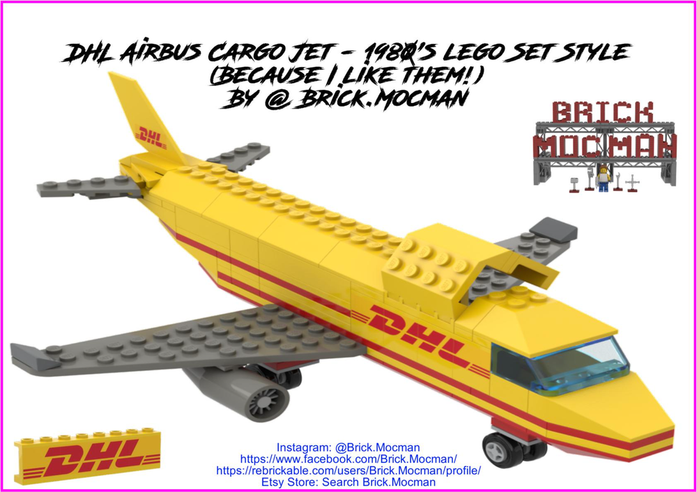 Lego 1980's Style Cargo Jet Airplane - DHL Airbus