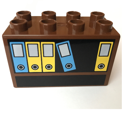 Lego Duplo Brick 2 x 4 x 2 with Bookcase & Files Print / Brown