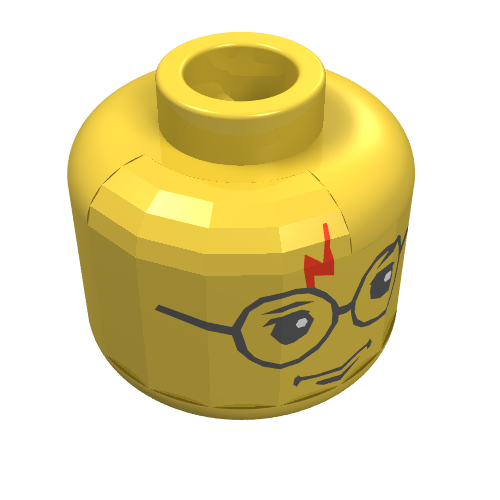 Lego Minifig Head Harry Potter, Glasses, Red Lightning Scar Print / Yellow