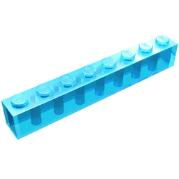 Brick 1 x 8 / Trans-Light Blue