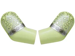 Arm, (Matching Left and Right) Pair with Silver Filigree and Dark Silver Hems Pattern / Yellowish Green