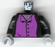 Torso Harry Potter Professor Snape 4 Black Buttons Pattern / Black Arms / Light Bluish Gray Hands