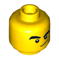 Lego Minifig Head Monkie Kid, Thick Eyebrows, Mean Smirk / Angry Print / Yellow