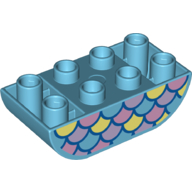 Lego Duplo Brick 2 x 4 Curved Bottom with Fish Scales Print