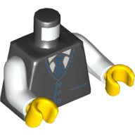 Lego Torso Vest with White Shirt and Blue Tie, Buttons Print, White Arms, Yellow Hands / Black