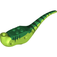 Lego Animal Body Part, Dinosaur, Raptor Body with Dark Green Stripes / Lime