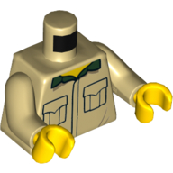 Lego Torso Shirt with Pockets and Dark Green Collar Print, Tan Arms, Yellow Hands / Tan