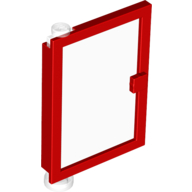 Lego Door 1 x 4 x 5 Left with Trans-Clear Glass / Red