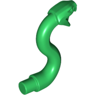 Lego Animal, Snake Head with Open Mouth, Fangs and Curved Neck with Bar / Green