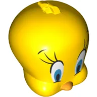 Minifig Head Special, Tweety Print / Yellow