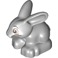 Lego Duplo Animal Rabbit with Whiskers and Pink Nose Print / Light Bluish Gray