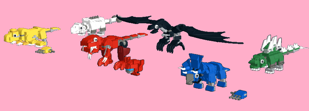 Lego Colorful Dinosaur Combiner Robot
