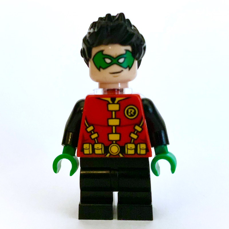 Lego Robin, Green Eyemask, Yellow Utility Belt, Short Black Legs, Neck Bracket