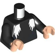 Torso, White Hair Print, Black Arms, Light Nougat Hands / Black