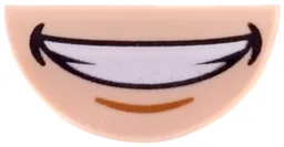 Tile, Round 1 x 2 Half with Open Mouth Smile with White Teeth, Medium Nougat Chin Dimple Pattern (Buddy the Elf Lower Face)