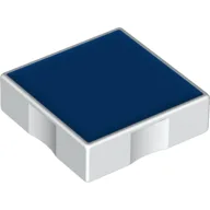 Duplo Tile 2 x 2 with Shape Blue Square Print / White