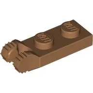 Hinge Plate 1 x 2 Locking with 2 Fingers On End, without Groove, 7 Teeth / Medium Nougat