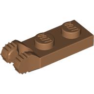 Lego Hinge Plate 1 x 2 Locking with 2 Fingers On End, without Groove, 7 Teeth / Medium Nougat