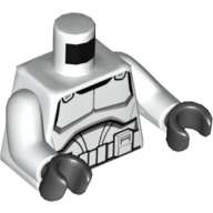 Lego Torso Clone Trooper Armour, Wide Stomach Area Print, White Arms, Black Hands / White