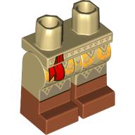Lego Hips with Tan Legs and Medium Nougat Boots Pattern, Red Sash, Dark Tan/Yellow Decorations print / Tan
