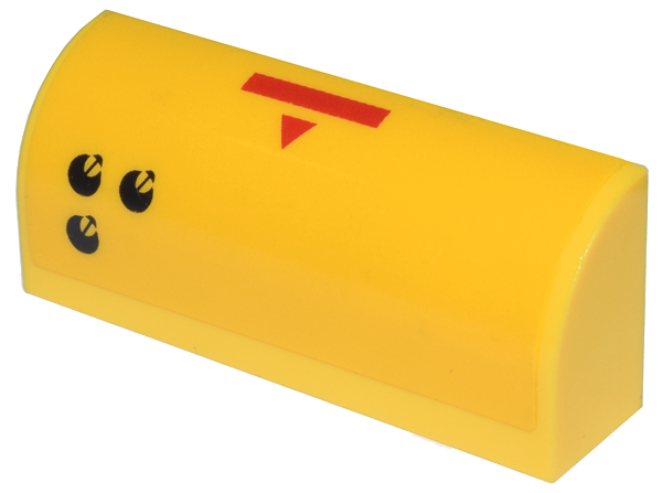 Lego Slope, Curved 1 x 4 x 1 1/3 with Red Bar and Triangle, 3 Black SW Rebel Logos Pattern (Sticker) - Sets 7660 / 7877