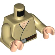 Torso, Robe, Open with Brown Belt and Chest Hair Print (Wuher), Tan Arms, Light Nougat Hands / Tan
