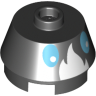 Lego Brick Round 2 x 2 Truncated Cone with White Flames, Medium Blue Eyes print