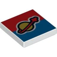 Tile 2 x 2 with Classic Space Logo on Red and Blue Background Print / White