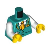 Torso, Conductor Jacket, Bright Light Orange Scarf/Tie, Nametag, Tickets in Pocket Print, White Arms, Yellow Hands / Dark Turquoise