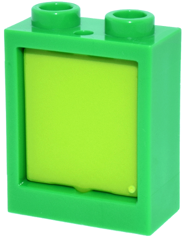 Lego Window 1 x 2 x 2 Flat Front with Lime Glass (60592 / 60601)