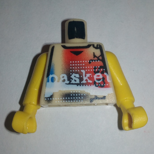 Lego Torso Basketball Jersey, 3 Color Shirt, 'Basket' Print, Long One Piece Arms Yellow (NBA)