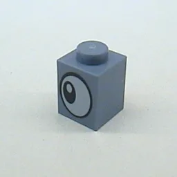 Brick 1 x 1 with Eye Sideways Print on Two Sides / Sand Blue