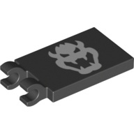 Lego Tile Special 2 x 3 with 2 Clips without Tab between Clips with Bowser Head Print
